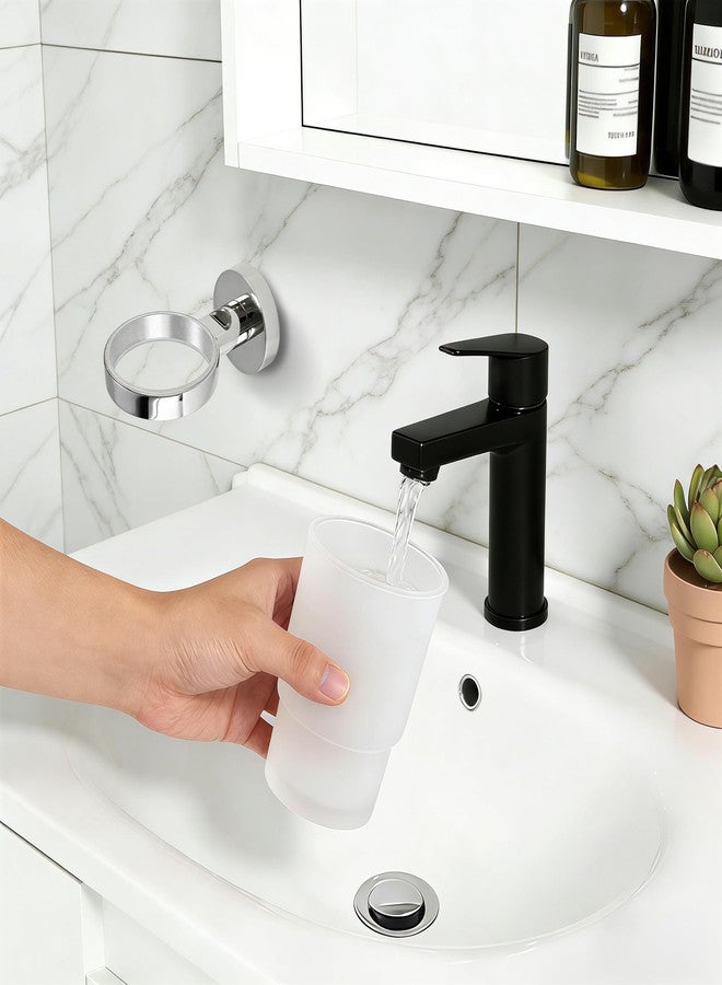 SWETON Toothbrush Holder Wall Mounted with Satined Cup with Chrome-Plated Holder,Metal Stainless Steel - Image 5