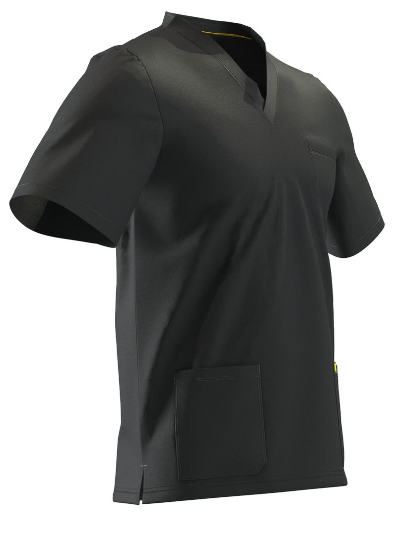 Doctor Scrub Comfortable Black Lycra fabric with many pockets is meticulously crafted to retain its color without fading with repeated washing  - Image 4