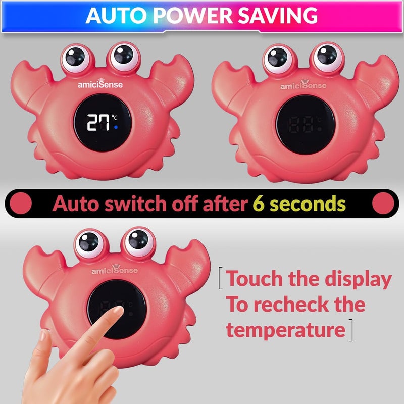 amiciSense مقياس حرارة حمام الأطفال المقاوم للماء، لعبة عائمة هدية للأطفال، مقياس حرارة حوض الاستحمام - Image 2