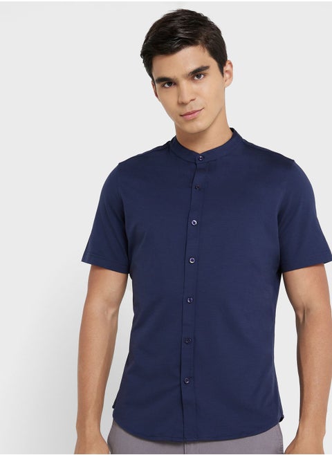 Mens Knitted Fab Half Sleeve Shirt