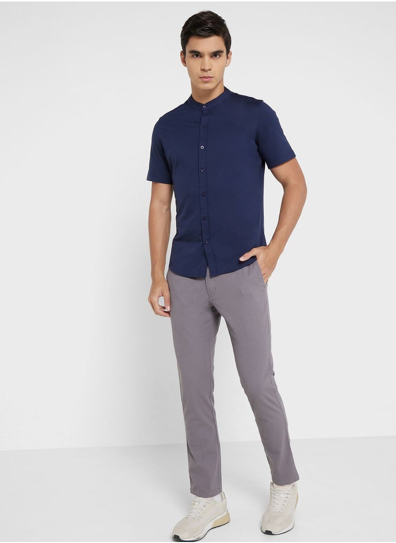 Robert Wood - Mens Knitted Fab Half Sleeve Shirt - Image 1