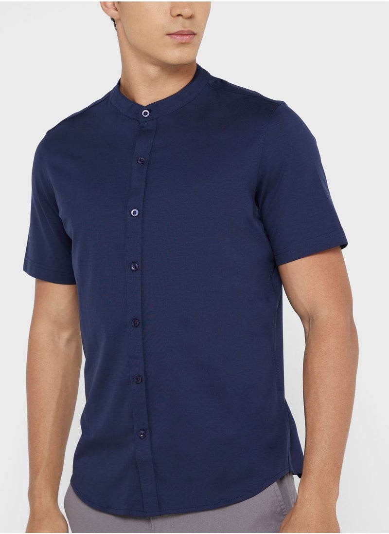 Robert Wood - Mens Knitted Fab Half Sleeve Shirt - Image 1