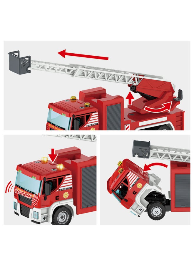 Large Size Disassembly And Assembly Engineering Vehicle Toy DIY Nut Detachable Assembly Simulation Excavator Model Fire Truck-Color:(Electric Screwdriver) Dismounting And Mounting Ladder Truck - Image 3