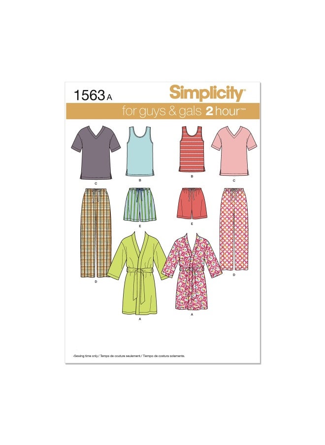 Simplicity - Simplicity 1563 Easy To Sew Teen S  Men S And Women S Pajama Sewing Patterns  Sizes Xs-Xl - Image 1