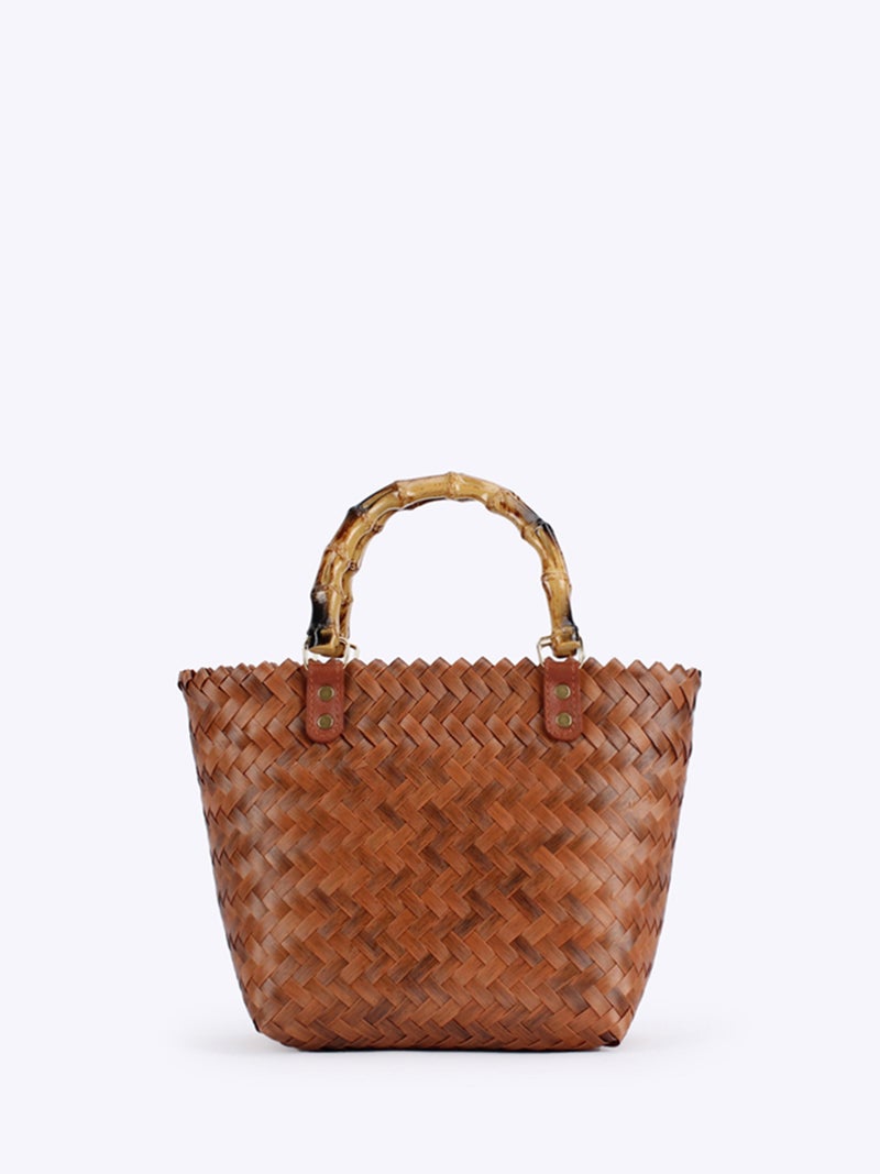 Dropshipping Summer New Retro Imitation Bamboo Handle Handbag Imitation Rattan Niche Fashion Beach Bag Small Size - Image 3