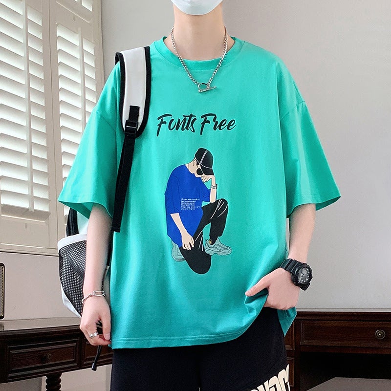 Junior High School Students 12-15 Years Old Boy Summer 13 Short-Sleeved T-Shirt 14 Cotton Half-Sleeved 16 Teenagers Big Children'S Clothes 17 - Image 1