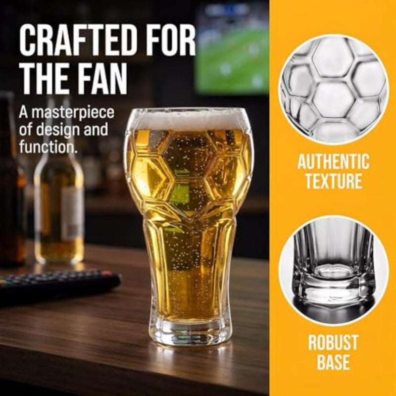 Soccer Themed Beer Glass, 2026 Trophy Shaped Drinking Cup for Viewing Parties, Soccers Shaped Glasses Cup for Dads and Boyfriends, Unique Soccer Fan Gift, Perfect Football Beer Glass for Men - Image 2