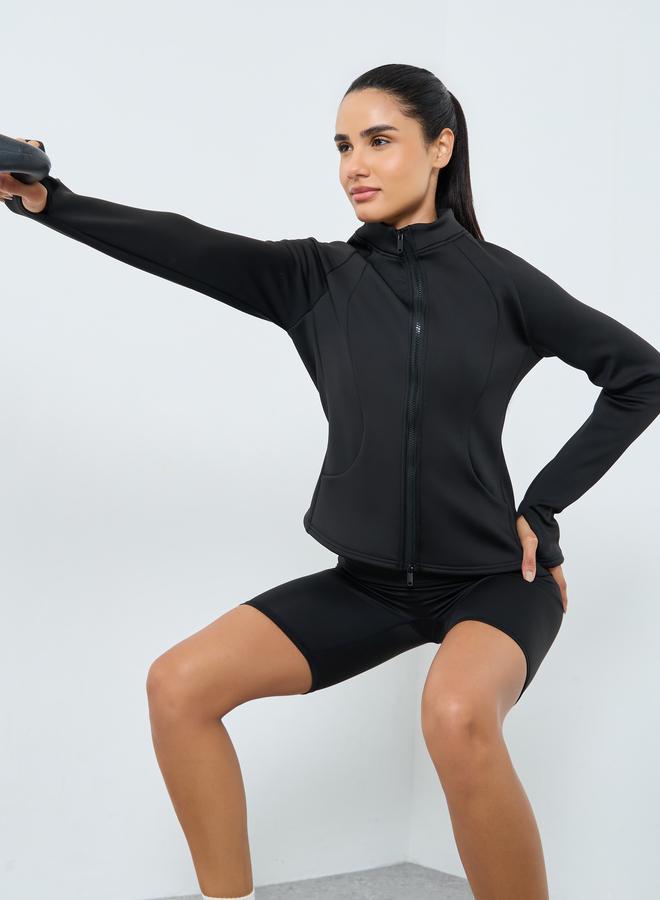 Styli Active Fleece Dual Contour Seam Zip Up Jacket - Image 1