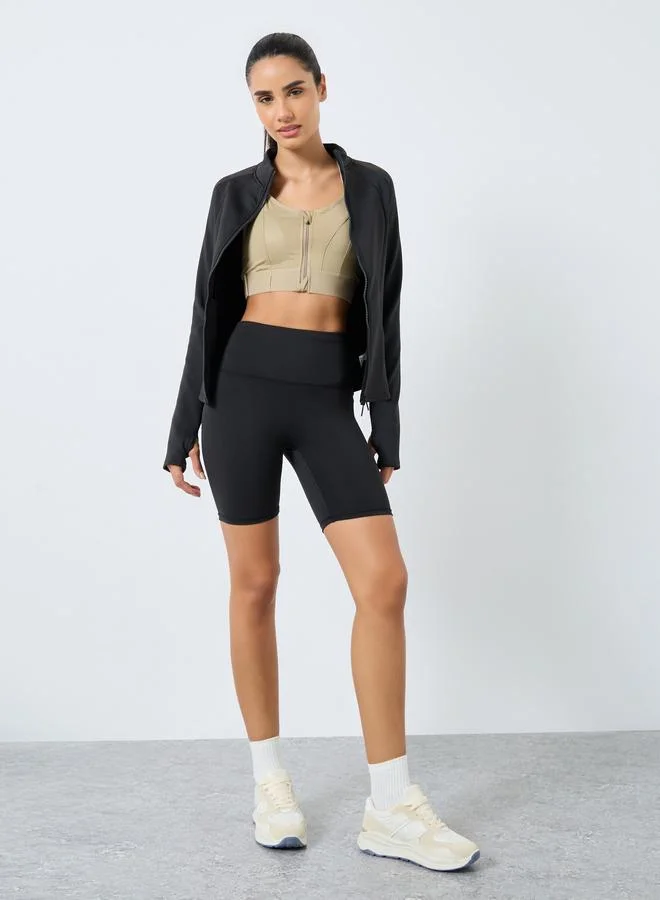 Styli Active Fleece Dual Contour Seam Zip Up Jacket