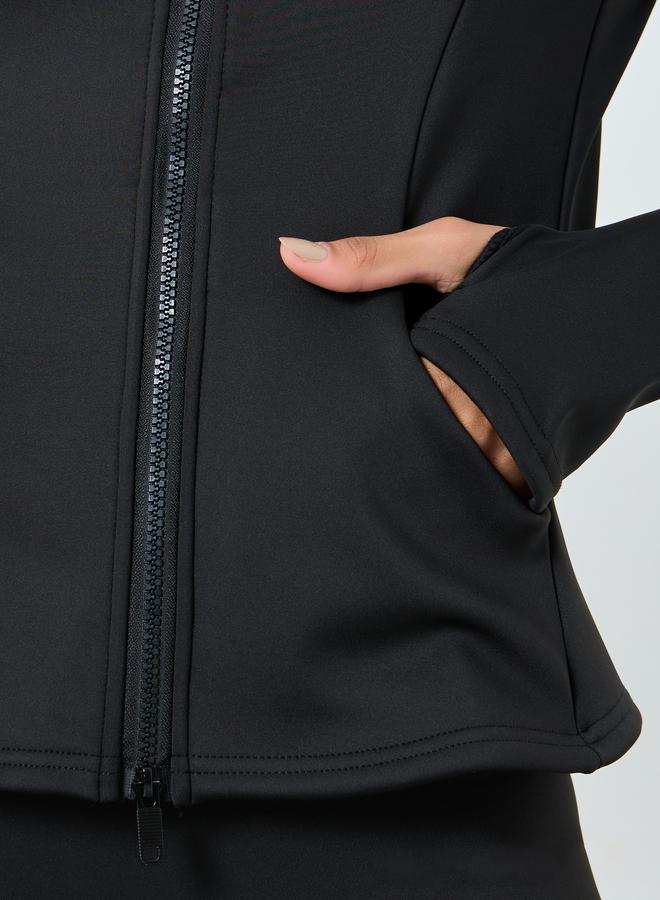 Styli Active Fleece Dual Contour Seam Zip Up Jacket - Image 4