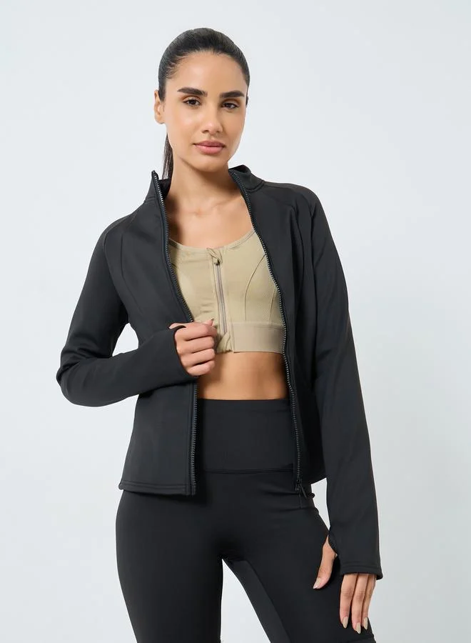 Styli Active Fleece Dual Contour Seam Zip Up Jacket