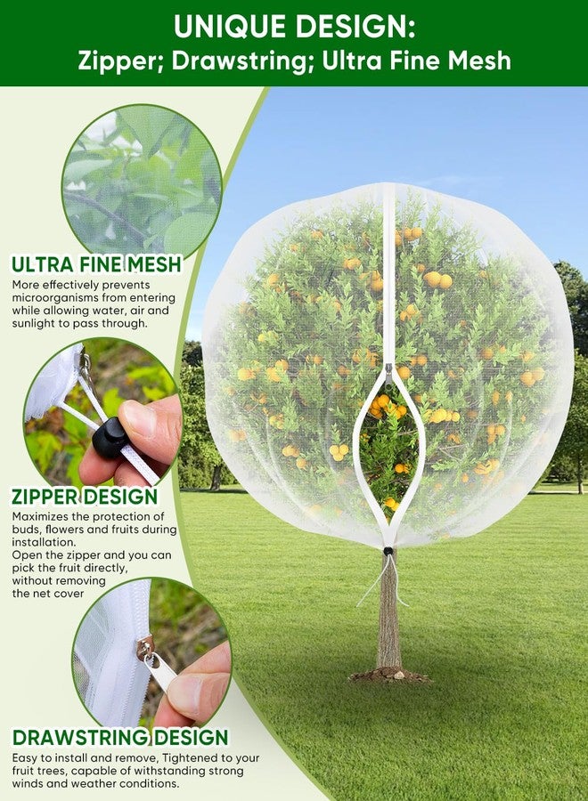 شبكة حماية أشجار الفاكهة من حشرات الزيز - مع سحاب، 4 قطع، 5 × 4 قدم، شبكة حماية طيور الحدائق لشجيرات التوت مع رباط، أكياس شبكية لحماية النباتات من الحشرات، الطماطم، الزيز، الحيوانات (4، 4 × 5 قدم) - Image 4