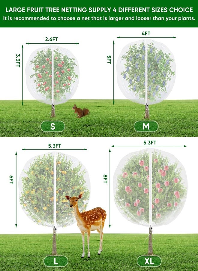 شبكة حماية أشجار الفاكهة من حشرات الزيز - مع سحاب، 4 قطع، 5 × 4 قدم، شبكة حماية طيور الحدائق لشجيرات التوت مع رباط، أكياس شبكية لحماية النباتات من الحشرات، الطماطم، الزيز، الحيوانات (4، 4 × 5 قدم) - Image 5