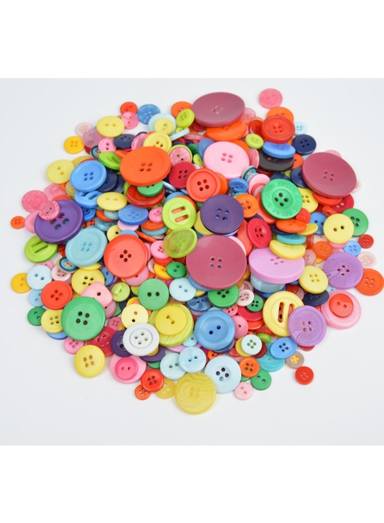 OASIS-TH 500 -600 PCS DIY Botton Resin Button Round Craft for Sewing DIY Crafts Children's Manual Button Painting, DIY Handmade Ornament Assorted Color Assorted Size - Image 1