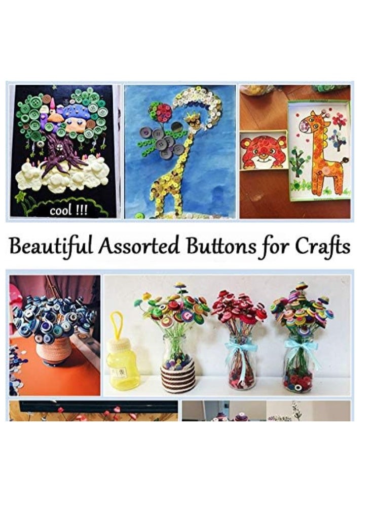 OASIS-TH 500 -600 PCS DIY Botton Resin Button Round Craft for Sewing DIY Crafts Children's Manual Button Painting, DIY Handmade Ornament Assorted Color Assorted Size - Image 2