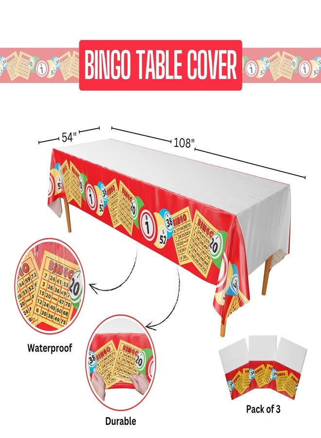 بلو أورتشدس أغطية طاولات بينجو من بلو أورشاردز (عبوة من 3 قطع) - 54 بوصة × 108 بوصة مقاس كبير جدًا - حفلات بينجو، لوازم حفلات بطابع بينجو، حفلات بطاقات بينجو، أغطية طاولات بينجو، مفرش طاولة بينجو، ديكورات بينجو، حفلات بطابع كازينو - Image 1