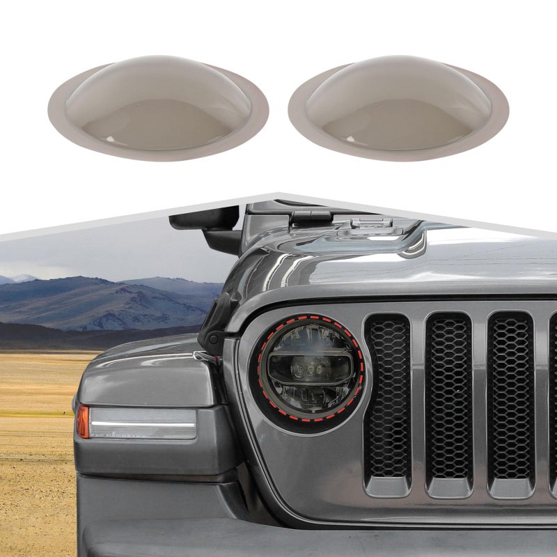 Amayum Smoked Black Front Headlight Covers Front Light Trim Head Lamp Overlay Exterior Accessories Fit for Jeep Wrangler JL JLU and Gladiator JT 2018
