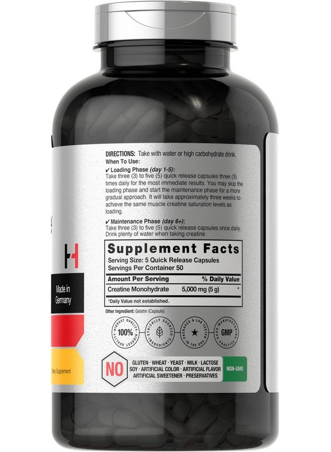 Horbäach German Creatine Monohydrate 5000mg | 250 Capsules | Non-GMO, Gluten Free Supplement - Image 2