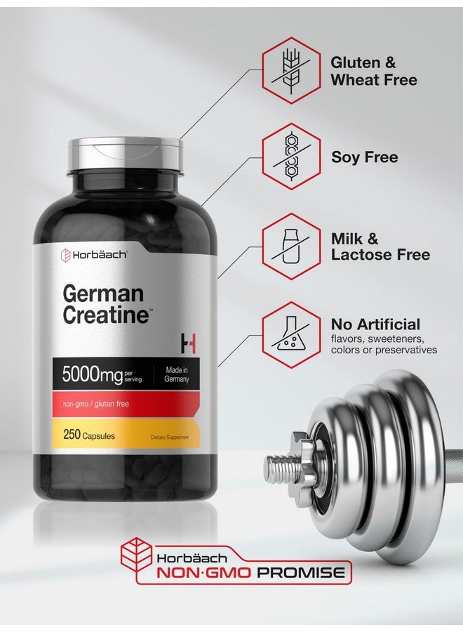 Horbäach German Creatine Monohydrate 5000mg | 250 Capsules | Non-GMO, Gluten Free Supplement - Image 5