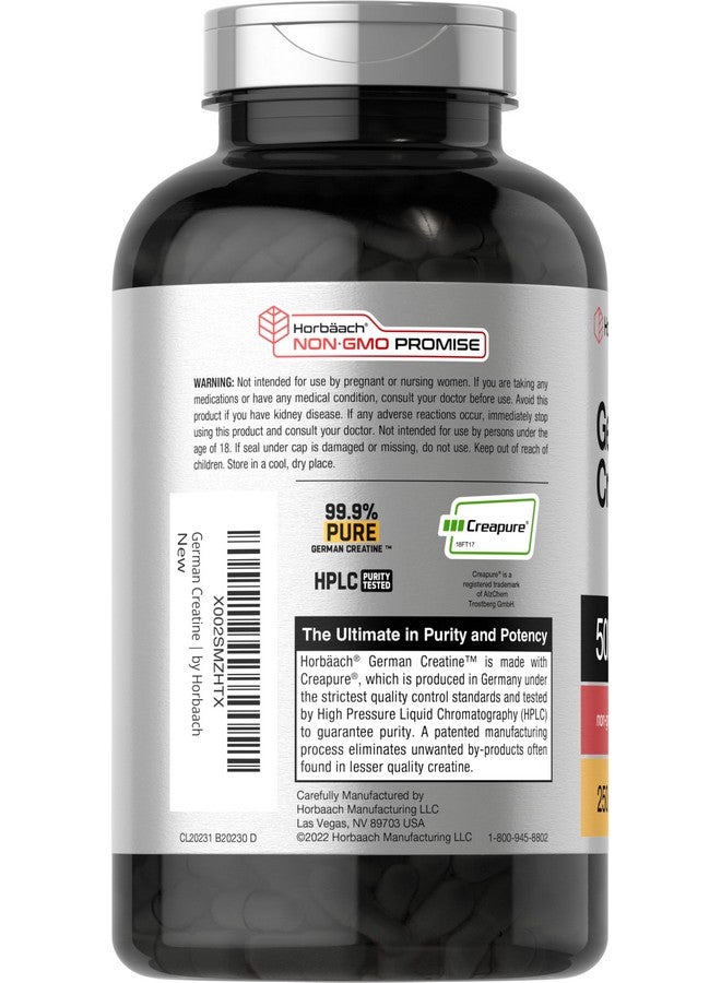 Horbäach German Creatine Monohydrate 5000mg | 250 Capsules | Non-GMO, Gluten Free Supplement - Image 3