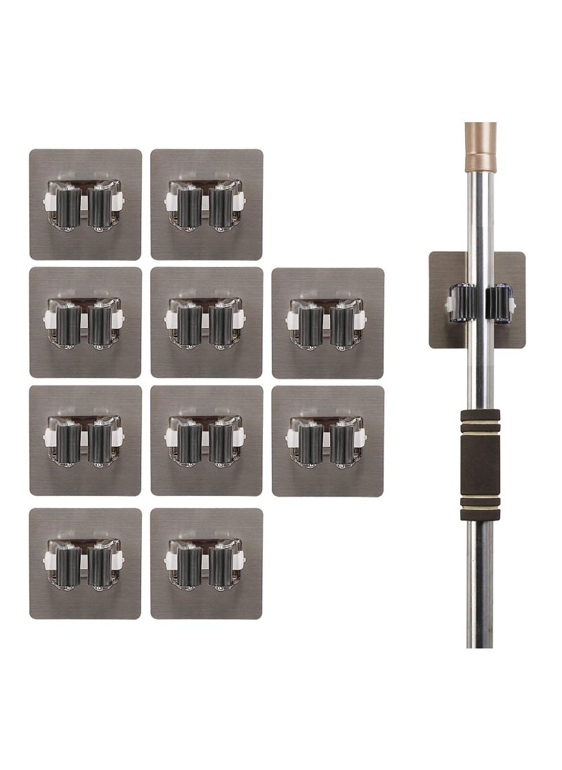SYOSI Mop Holder Self Adhesive Broom Wall Mounted Organizer Garden Tool Hanger Sweeping Brush Tidy No Drilling Super Anti-Slip Split Type for Closet Kitchen Bathroom 10 Pieces  - Image 1
