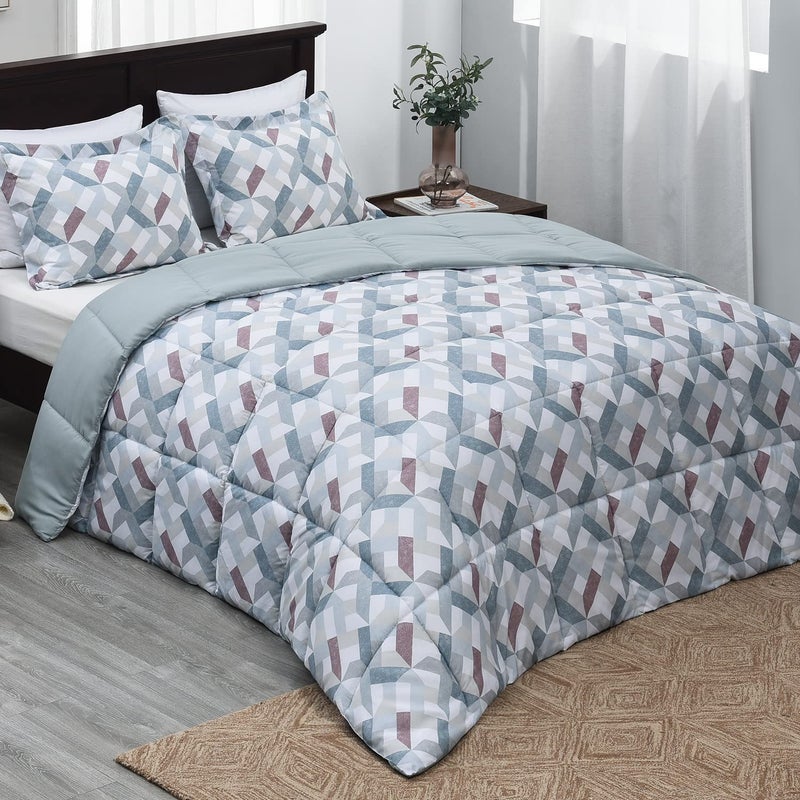 Basic Beyond King Size Comforter Set  Printed Geometry Pattern Comforter Set King SizeLightweight Down Alternative Bed Comforter King SetGeometryKing