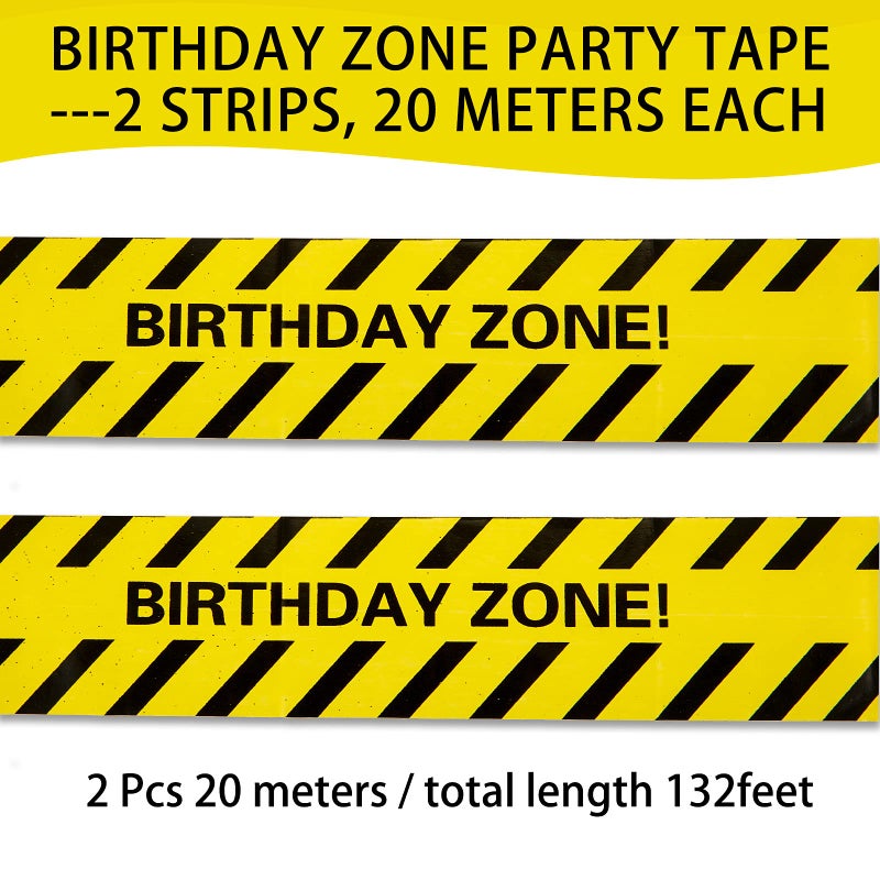 Kasyat 2 Rolls 132 Feet Construction Party Tape Themed Caution Tape for Birthday Party Supplies Construction Decorations(Classic Style) - Image 3