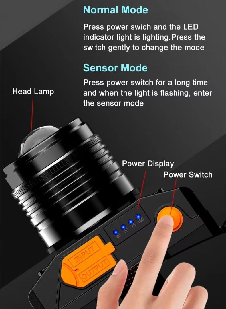 CAMPANAS LED Headlamp, Super Bright Headlight, Rechargeable Head Light, 360° Adjustable Angle Headlight, Ipx6 Waterproof, Motion Sensor, Headlight for Fishing, Camping, Hiking - Image 4