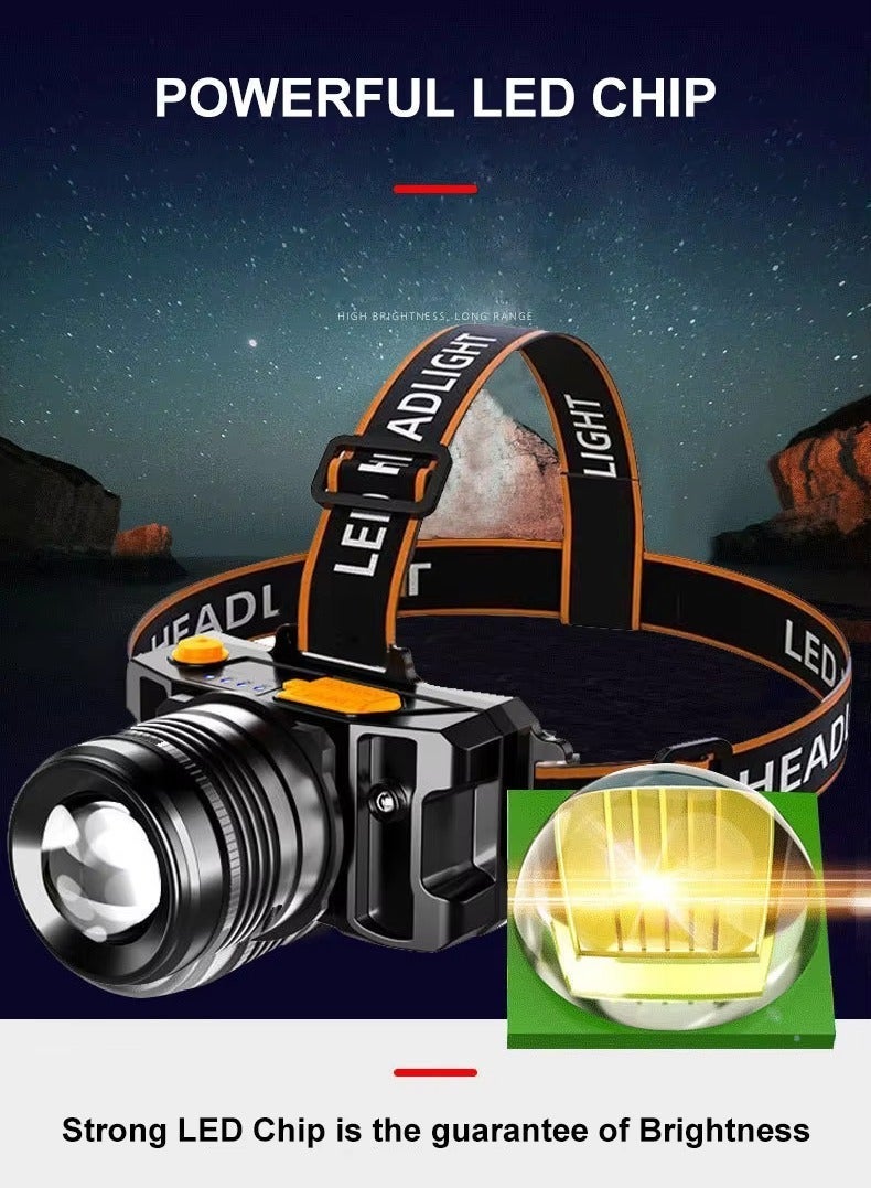 CAMPANAS LED Headlamp, Super Bright Headlight, Rechargeable Head Light, 360° Adjustable Angle Headlight, Ipx6 Waterproof, Motion Sensor, Headlight for Fishing, Camping, Hiking - Image 2