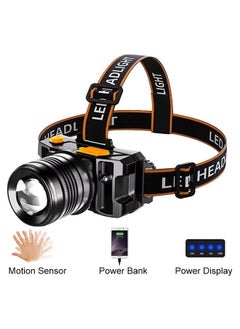 CAMPANAS LED Headlamp, Super Bright Headlight, Rechargeable Head Light, 360° Adjustable Angle Headlight, Ipx6 Waterproof, Motion Sensor, Headlight for Fishing, Camping, Hiking  - Image 1