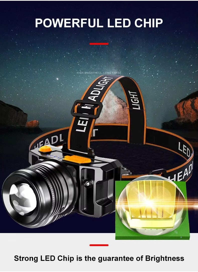 CAMPANAS LED Headlamp, Super Bright Headlight, Rechargeable Head Light, 360° Adjustable Angle Headlight, Ipx6 Waterproof, Motion Sensor, Headlight for Fishing, Camping, Hiking  - Image 2