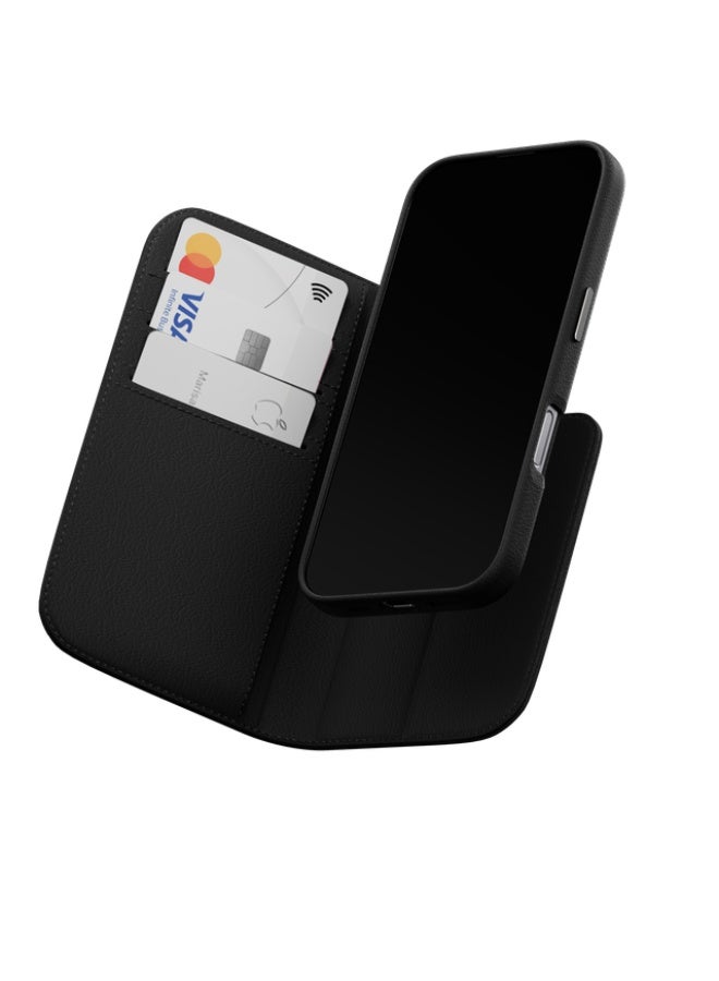Mageasy 2-In-1 Card Folio M Leather Flip Phone Case For Iphone 16 Pro-Black - Image 2