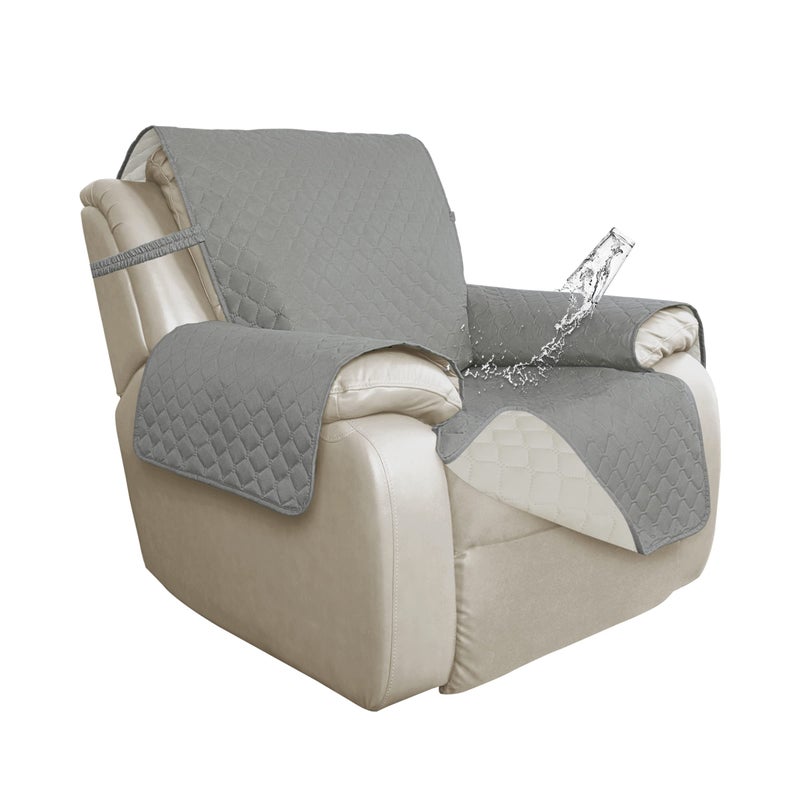 Issuntex Double Protection 100% Waterproof Recliner Covers For Living Room Reversible Furniture Protector Recliner Couch Sofa Slipcover For Dogs Pets Kids (Oversized Recliner Light Gray/Ivory) - Image 1