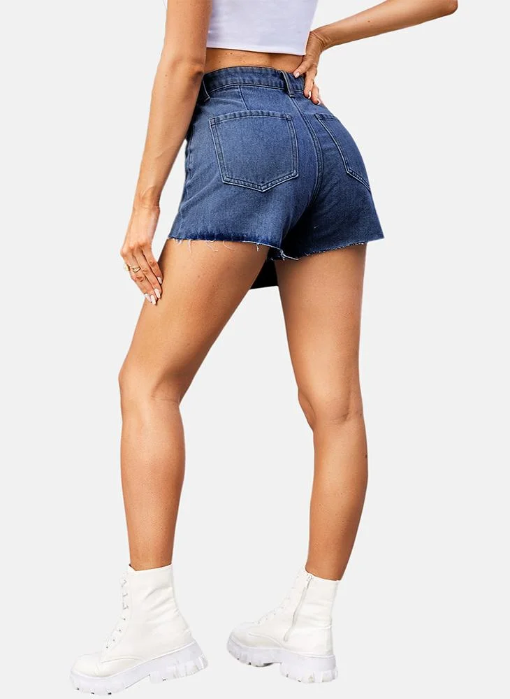 يونيكي Blue Mid Rise Plain Mini Skirt