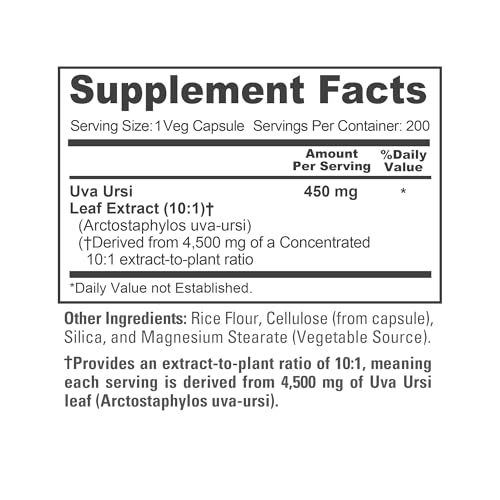 NusaPure Uva Ursi 10:1 Extract, 450 mg Equivalent to 4,500mg 200 Vegetarian caps (Non-GMO, Vegan) Bearberry - Image 4