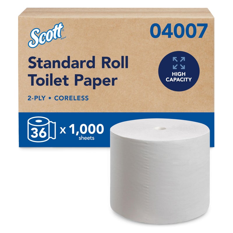 Scott Professional Essential Coreless High-Capacity Standard Roll Toilet Paper, Bulk (04007), 2-Ply, White (36 Rolls of 1,000 Sheets, 36,000 Sheet Total) - Image 1