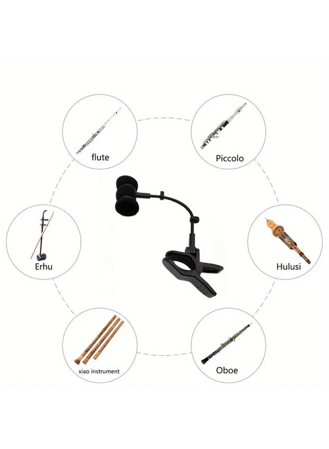 Black Adjustable Wind Instrument Microphone Stand Flexible Arm For Violin Flute Recorder ABS - Image 4