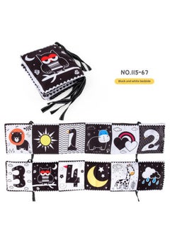 Generic 12-page Double-sided Black White Bed Sheet Book Baby Biteable Tearable Non-tearable Early Education Toy-Color:Number + Animal + Weather Black And White Bed Cloth Book 44g Volume Weight 80g  - Image 1