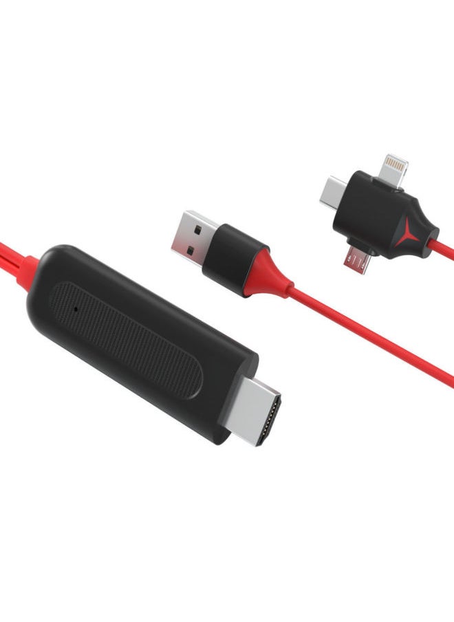 Generic - Mobile Phone Hdmi HD Line Three-in-one Lightning To HDMI Hot Android Type C HD With Screen Line-Color:Single Apple Black Line - Image 1
