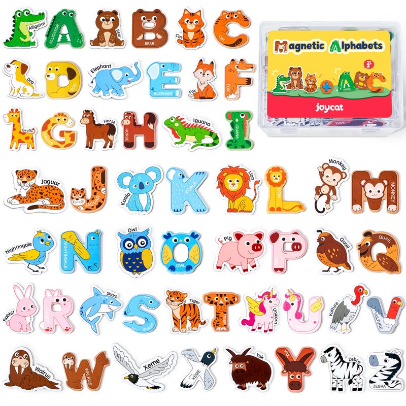 JoyCat Fridge Magnets for Toddlers - 26 Cute Animals & Uppercase Letters for Kids, Magnetic Alphabet Refrigerator Toys, Fun Educational Learning Gifts for Preschool 2 3 4 5 Years Old - Image 1