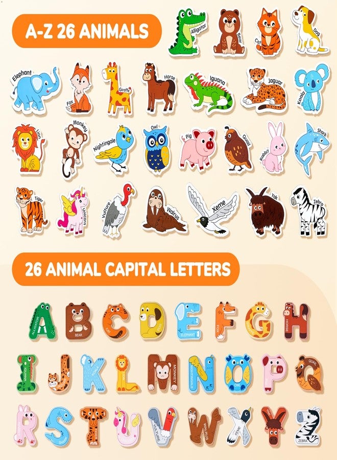 JoyCat Fridge Magnets for Toddlers - 26 Cute Animals & Uppercase Letters for Kids, Magnetic Alphabet Refrigerator Toys, Fun Educational Learning Gifts for Preschool 2 3 4 5 Years Old - Image 2