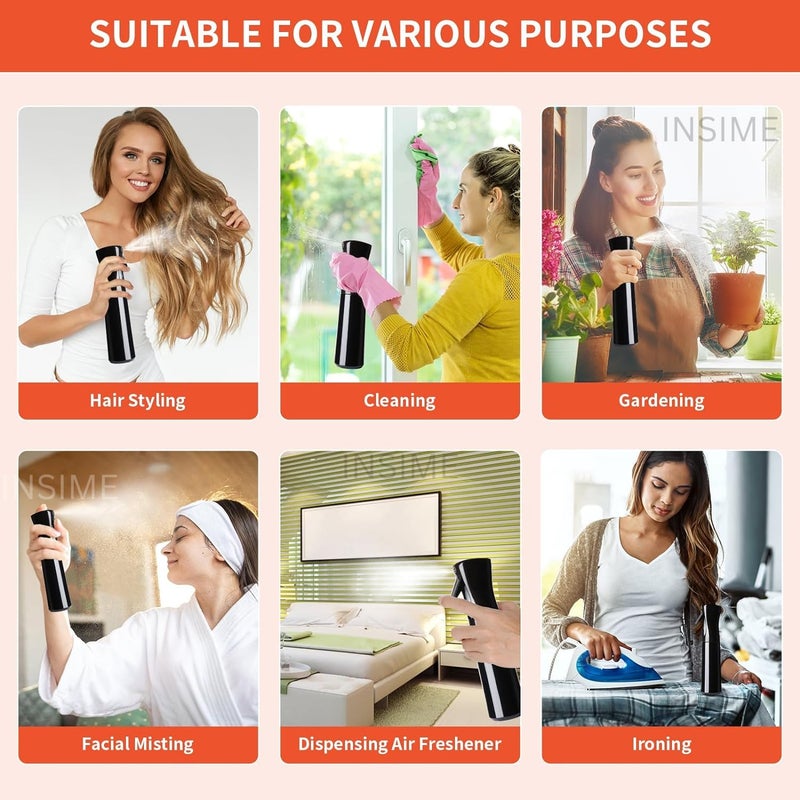 INSIME Nano Mist spray bottle for hair | Premium Salon face spray bottle water mist sprayer for Women & Men | Small water hair spray empty bottle for hair & face toner (Transparent) - Image 4