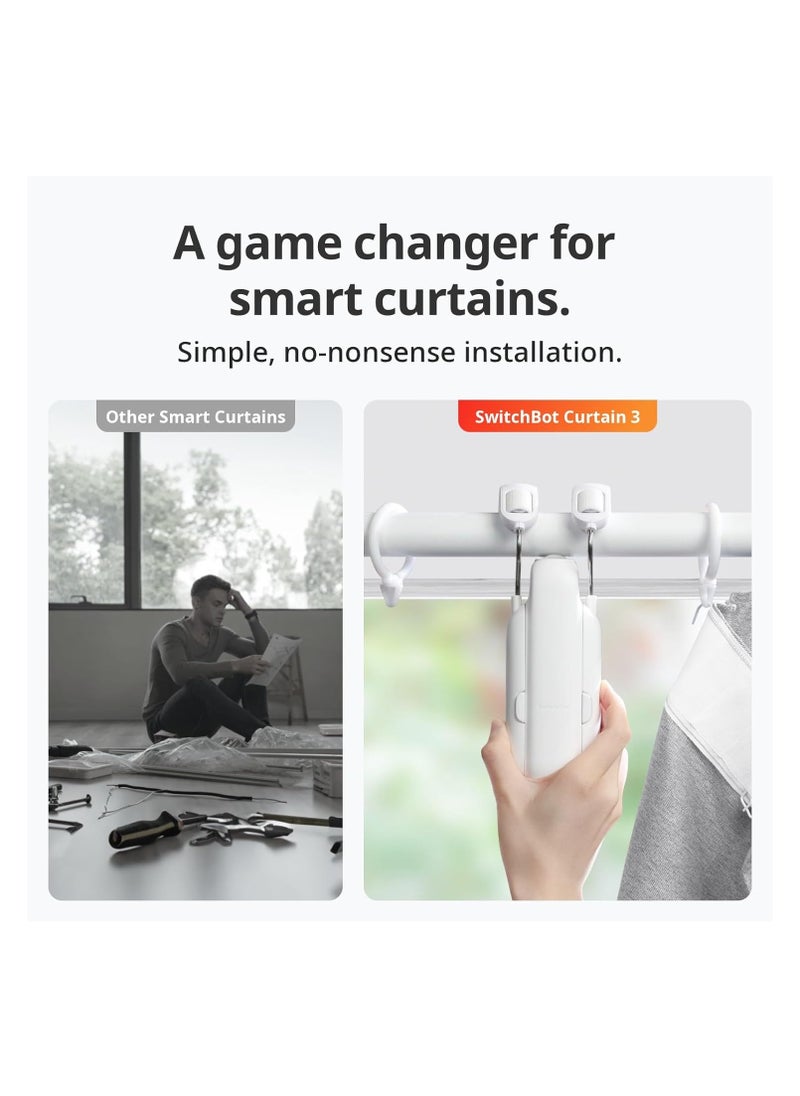 SwitchBot SwitchBot Automatic Curtain Opener - Bluetooth Remote Control Smart Curtain with App/Timer, Upgraded High-Performance Motor, Add SwitchBot Hub to Work with Alexa, Google Home, HomeKit (Curtain 3, Rod)  - Image 3