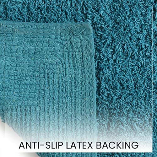 SASHAA WORLD Solid Anti-Skid Cotton Bathmat and Contour Set for Bathroom| Ultra Soft & Absorbent, Tufted Weave | Anti-Slip Latex Backing, Includes Contour Mat and Rectangle Mat | 50x80 cm Blue - Image 3