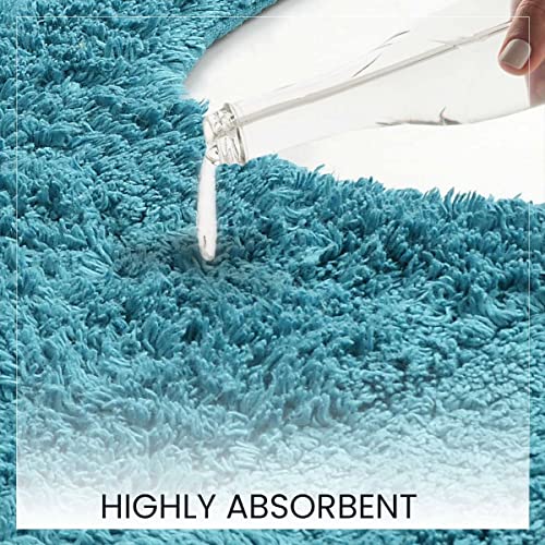 SASHAA WORLD Solid Anti-Skid Cotton Bathmat and Contour Set for Bathroom| Ultra Soft & Absorbent, Tufted Weave | Anti-Slip Latex Backing, Includes Contour Mat and Rectangle Mat | 50x80 cm Blue - Image 5