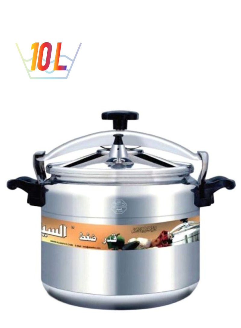 Aluminum Pressure Cooker Silver 10.0Liters