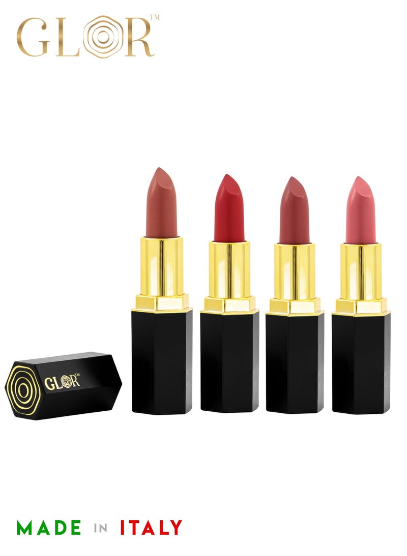 غلور  أحمر شفاه إندليس تشارم - لون كثيف يدوم طويلاً، رطوبة فاخرة، تركيبة كريمية للغاية لشفاه جميلة - أفوغاتو + مجموعة توت العليق + فويلا + وردة هامسة - Image 1