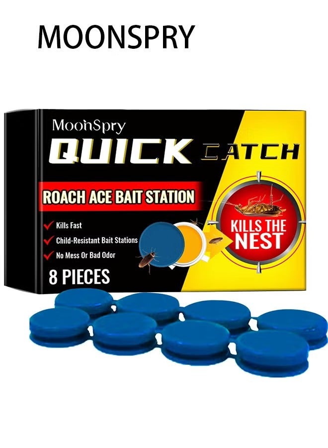 MOONSPRY Roach Bait Stations, Natural Cockroach Repellent, Roach Traps Indoor/Outdoor Use, Roach Indoor Infestation for Small & Large Roaches, Non-Toxic, Long Lasting Protection (8 PCS) - Image 1