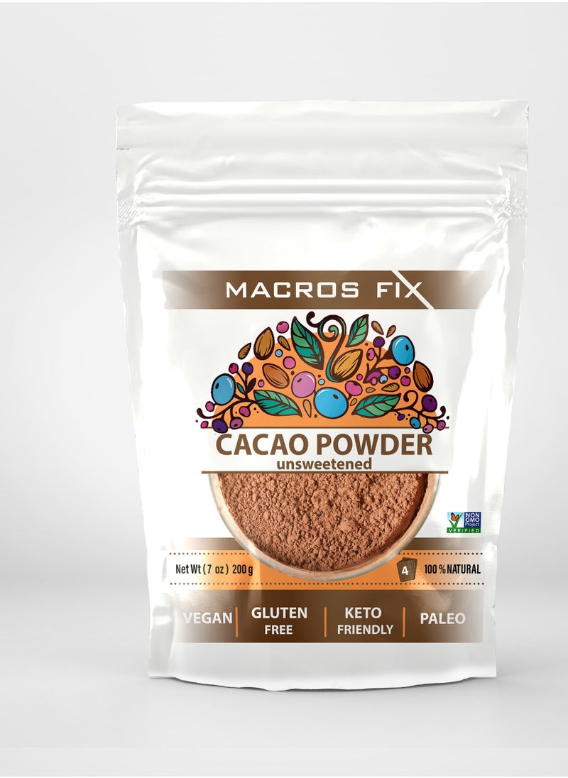 MACROS FIX Cacao powder 200gm-Keto friendly/Gulten free/Vegan/unsweetened 