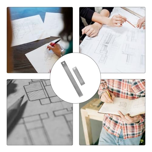 ZTEOFO 6-Inch and 12-Inch Stainless Steel Metal Ruler with Non-Slip Cork Backing - 2 Pack - Image 2